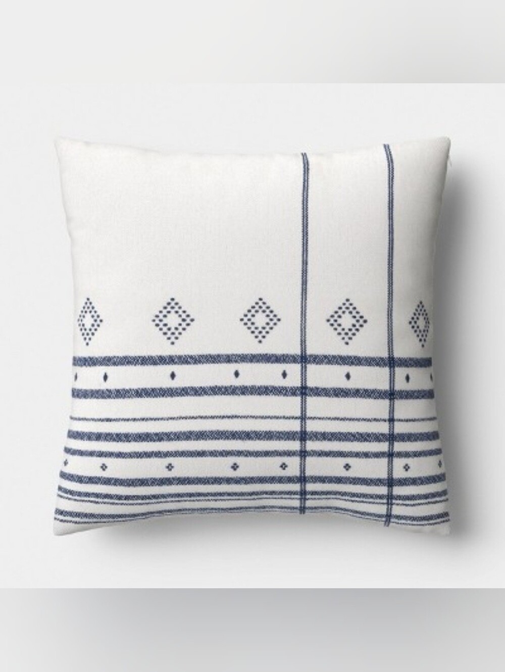 Threshold Oversized Square Plaid Yarn-Dyed Cotton Indoor Throw Pillow Neutral/Bl